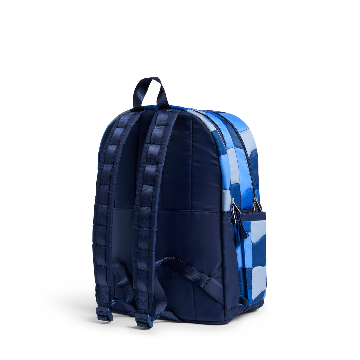 State Bags - Blue Puffer Check Kane Double Pocket Large Backpack
