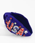 USA Beaded Blue Headband