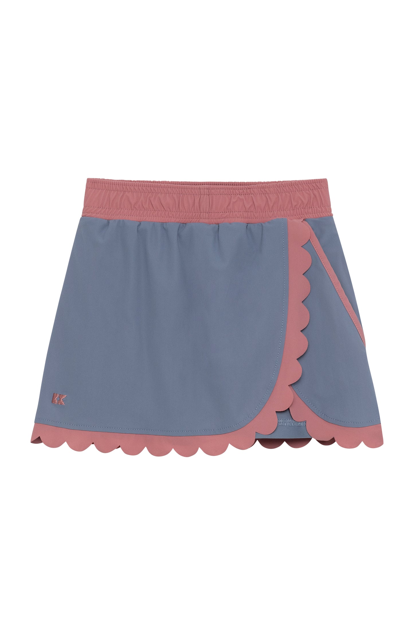 Slate & Dusty Pink Scalloped Skort