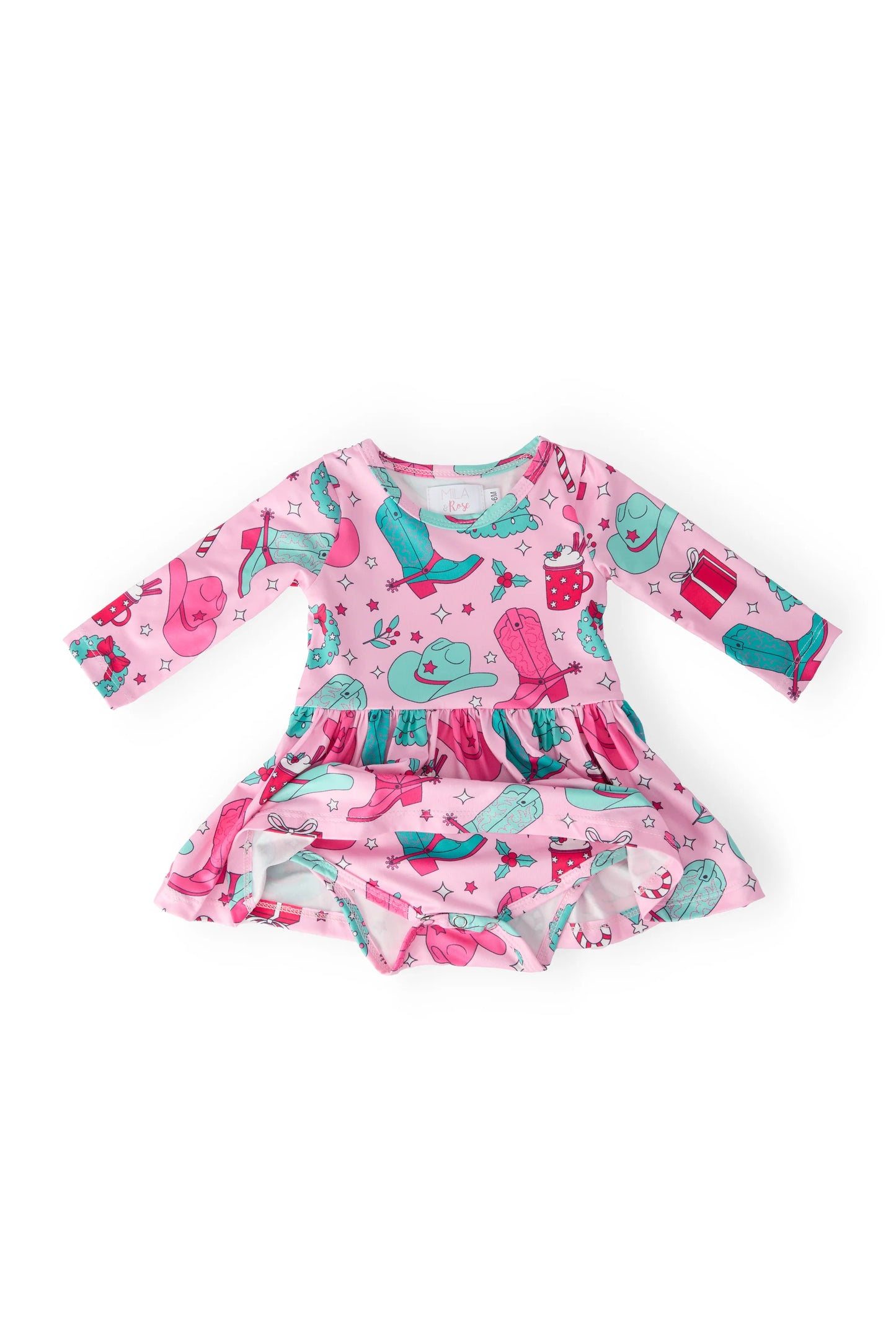 Mila & Rose - Christmas Cowgirl L/S Twirl Bodysuit