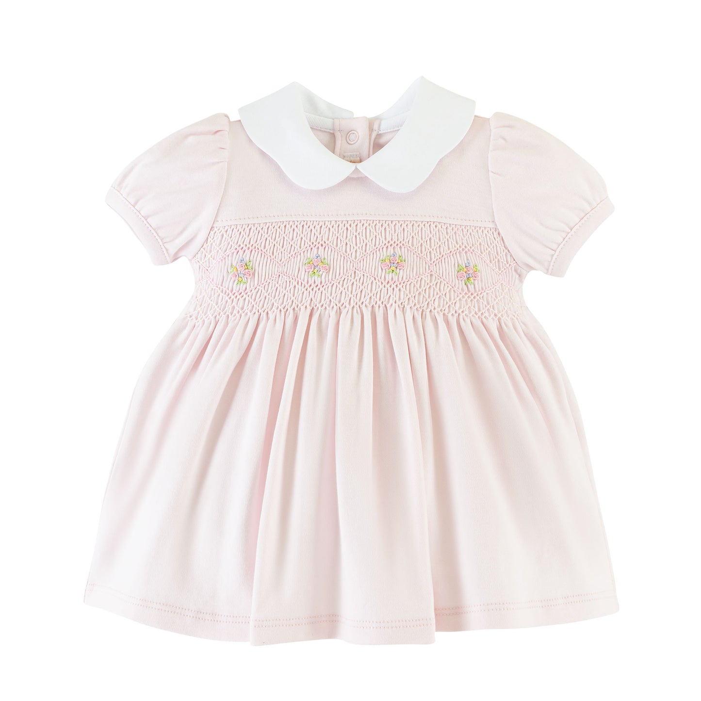 Baby Club Chic - Pink Hand Peter Pan Collar Smocked Dress