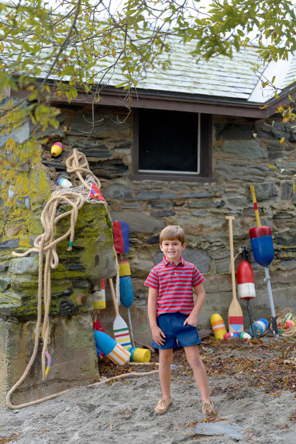 The Beaufort Bonnet Company - Prim and Proper Polo Richmond Red Wood Boat Blue Stripe