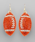 Orange & White Crystal Football Earrings
