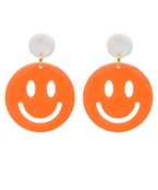 Orange & White Smiley Face Earring