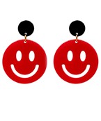 Red & Black Smiley Face Earring