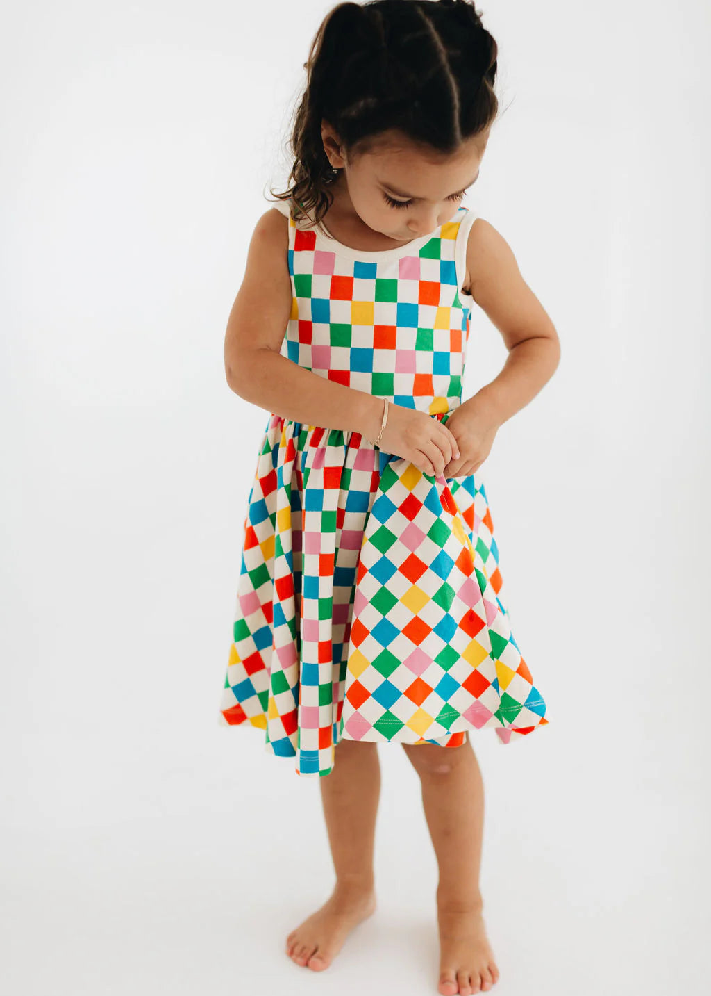 Party Checkers Sleeveless Twirl Dress