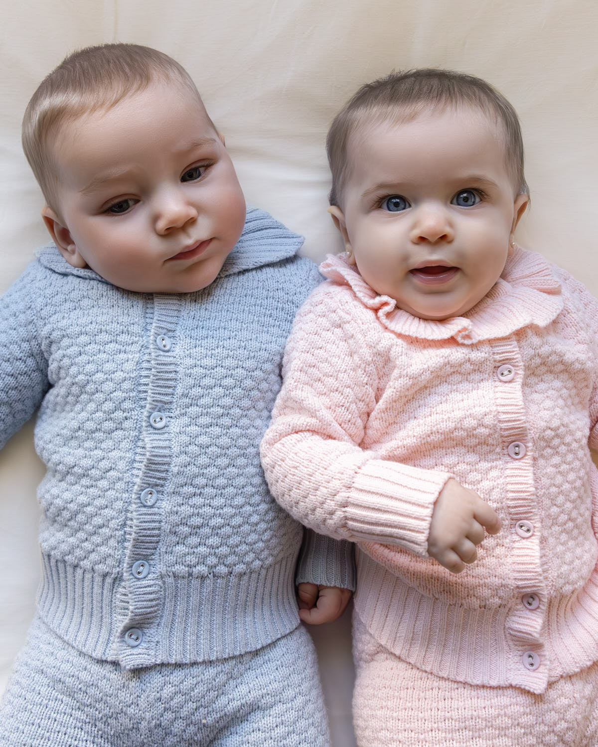 Slate Blue Knit Cardigan and Footed Pant