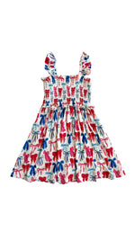 In My Jammers - Patriotic Bows Smocked Twirl Dress