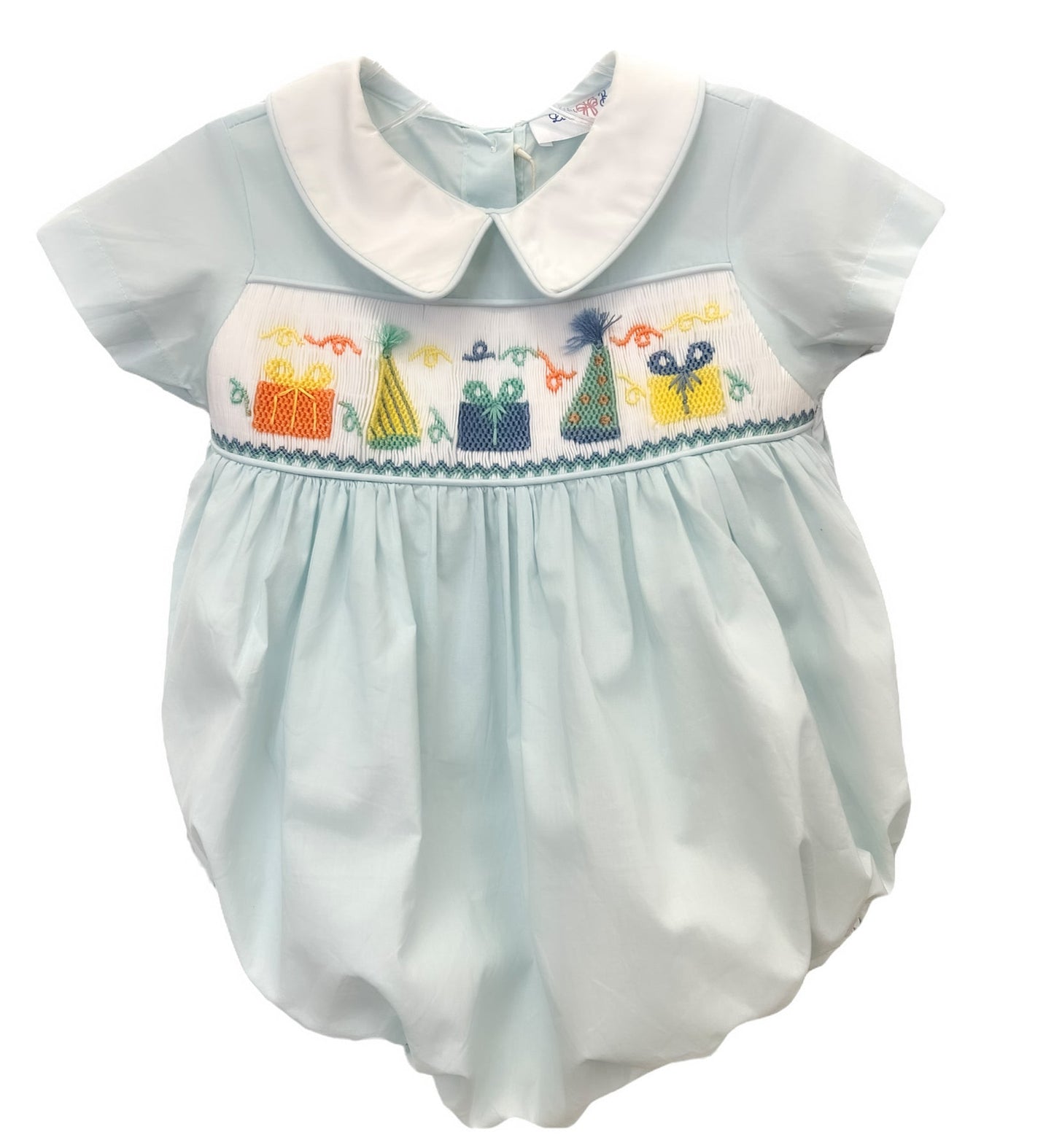 Blue Birthday Smocked Bubble