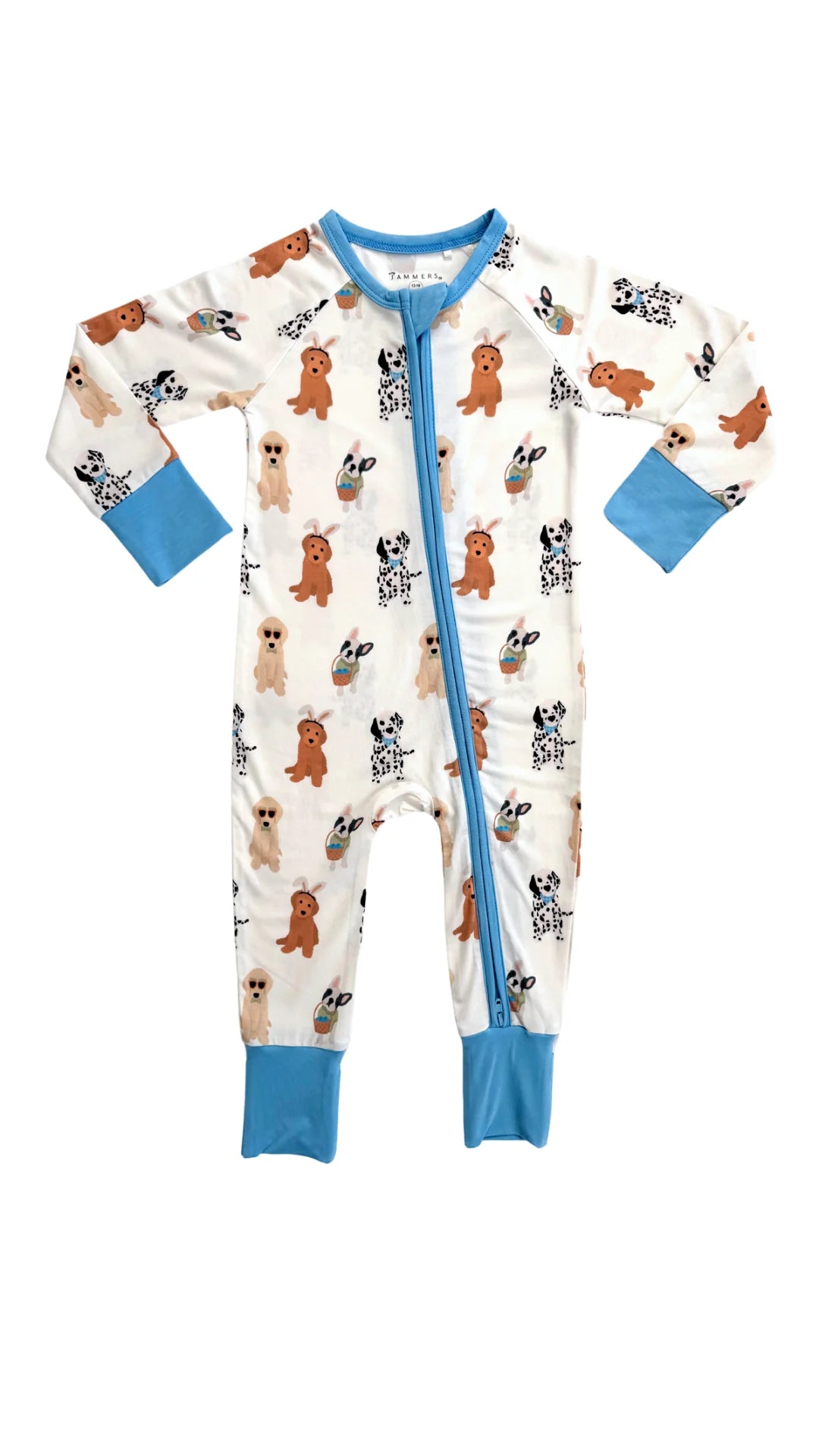 In My Jammers - Blue Easter Pups Zipper Romper