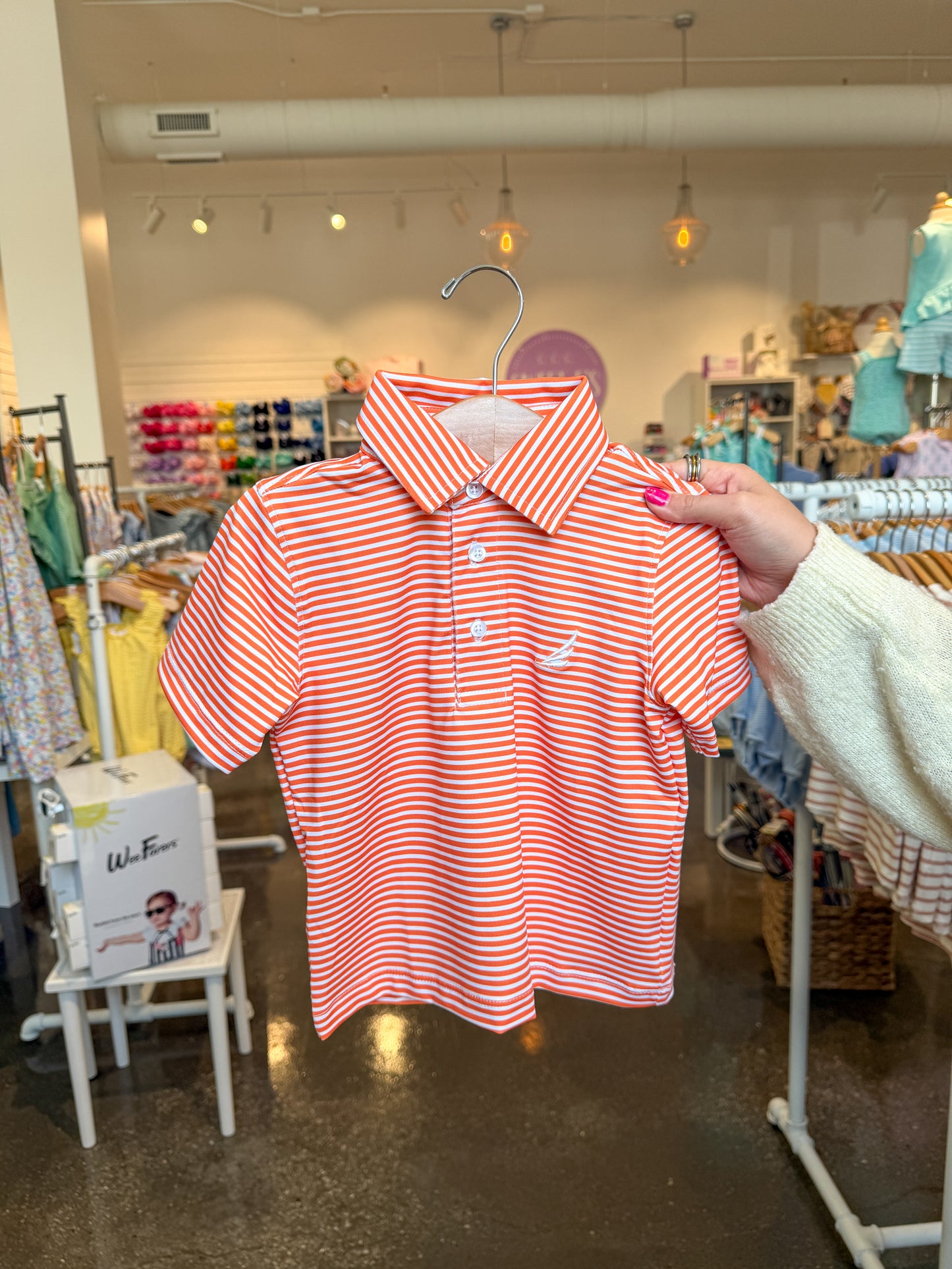 Orange Striped Brooks Performance S/S Polo
