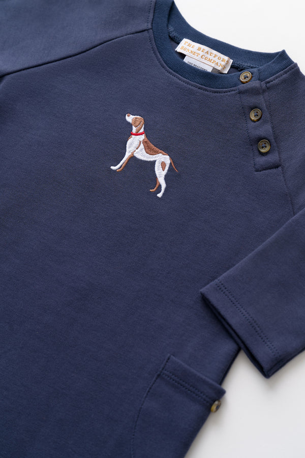 Nantucket Navy Dog Rayburn Romper - Pima