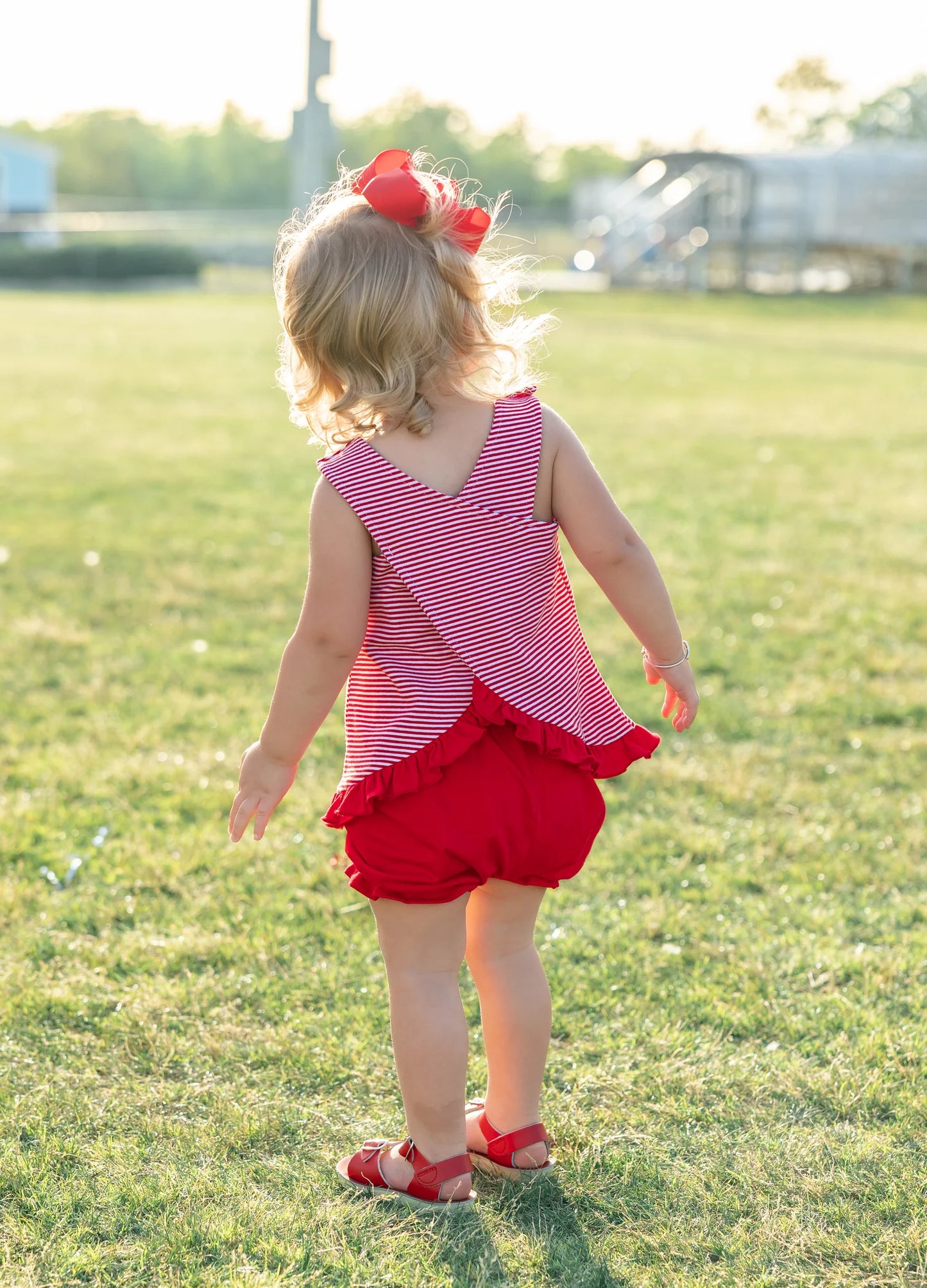 Red & White Let's Cheer! Swing Back Bloomer Set