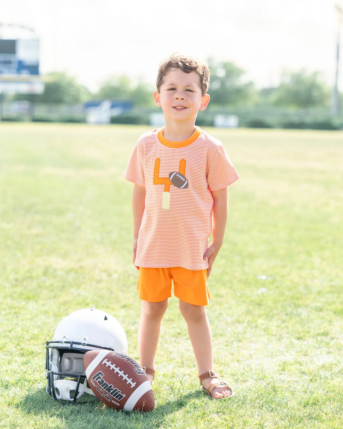 Orange & White Down, Set, Hut Shirt