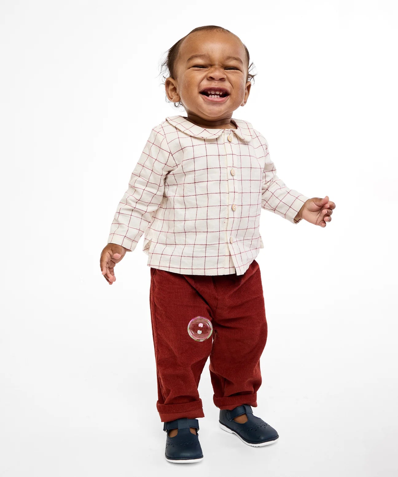Pomegranate Plaid Jefferson Baby Shirt