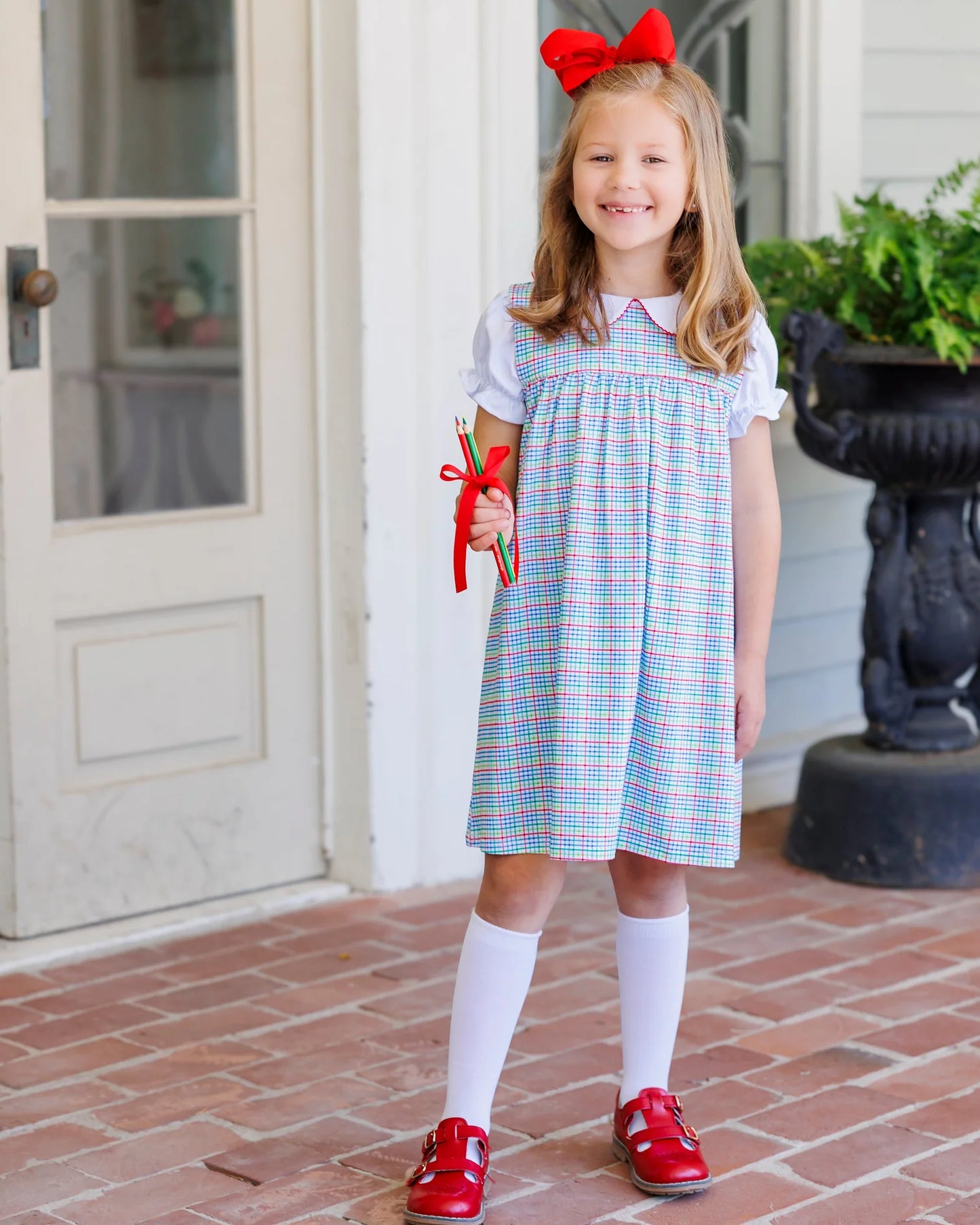 Jellybean - Primary Plaid Jumper Set