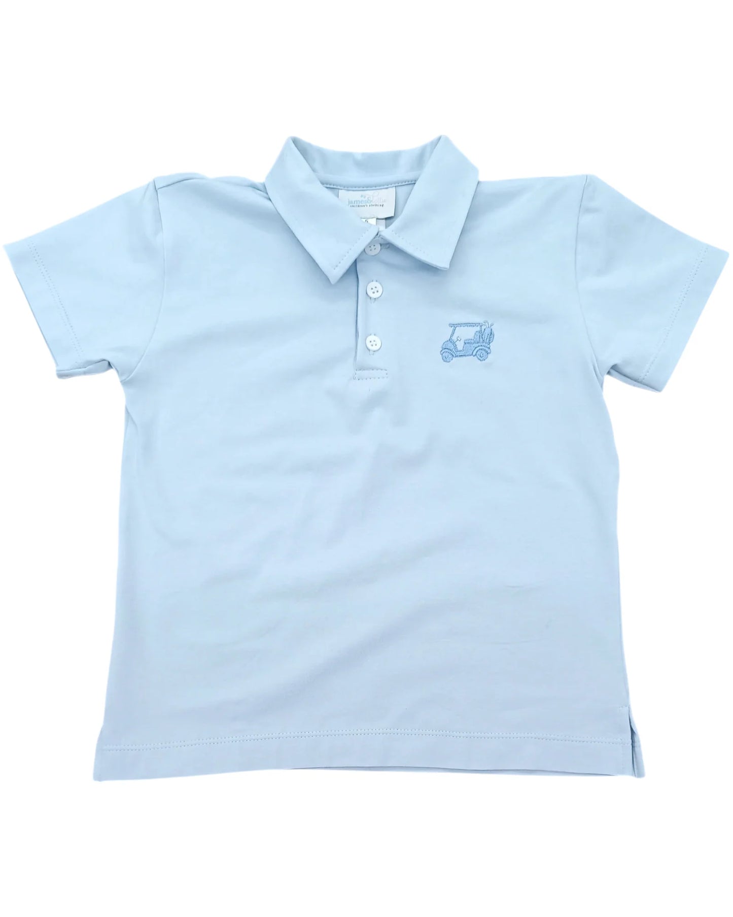 James & Lottie - Golf Cart Embroidery Let's Par Tee Knit Light Blue Polo