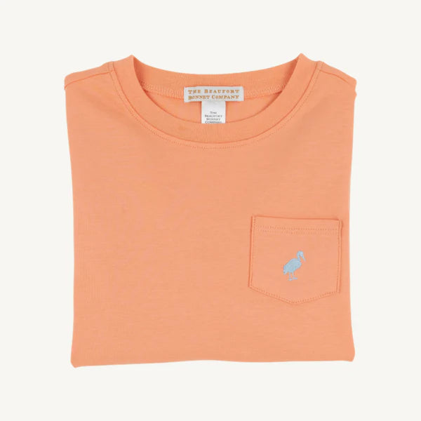 The Beaufort Bonnet Company - Long Sleeve Carter Crewneck Seashore Sherbet with Buckhead Blue Stork