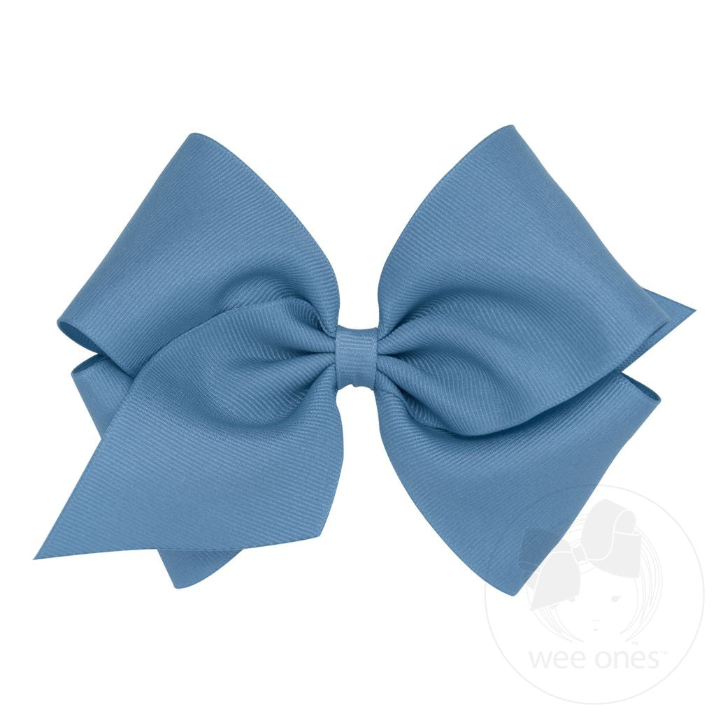 Plain beige grosgrain hair bow for girls by wee ones, featuring a classic wrapped design and elegant style.