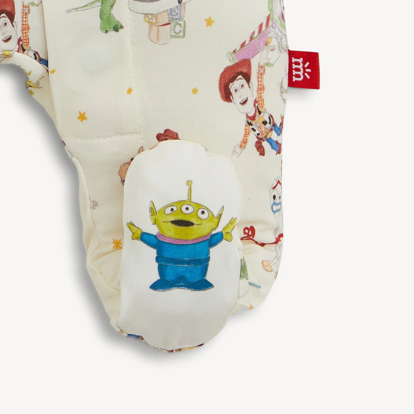 Magnetic Me Toy Story Woody & Friends modal magnetic footie featuring Woody and characters from Toy Story, soft and comfortable for babies.