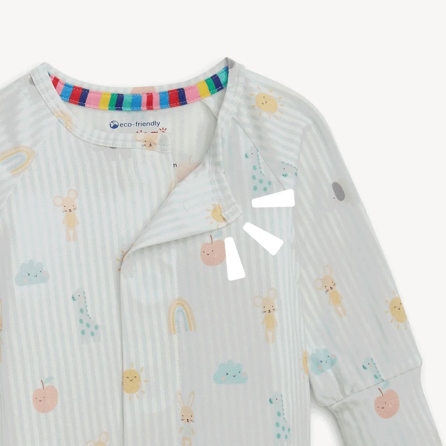 Sky blue modal magnetic footie from Magnetic Me featuring a soft, cozy design with magnetic closures for easy dressing.