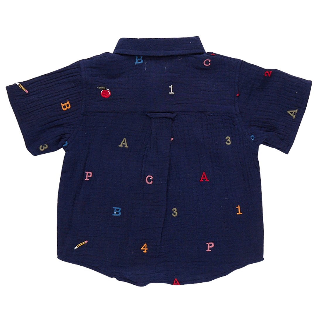 Pink Chicken - Boys Jack Shirt - Alphabet Embroidery