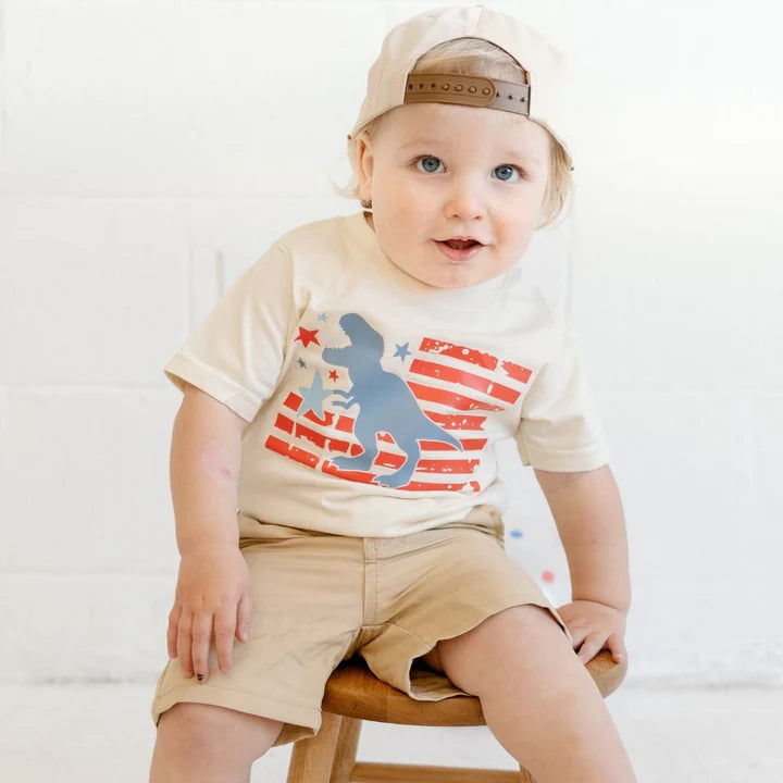 Sweet Wink - All American Dino Short Sleeve T-Shirt - Natural