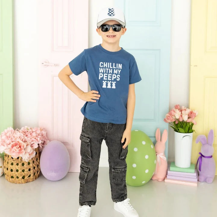 Sweet Wink - Chillin With My Peeps Easter Short Sleeve T-Shirt - Indigo