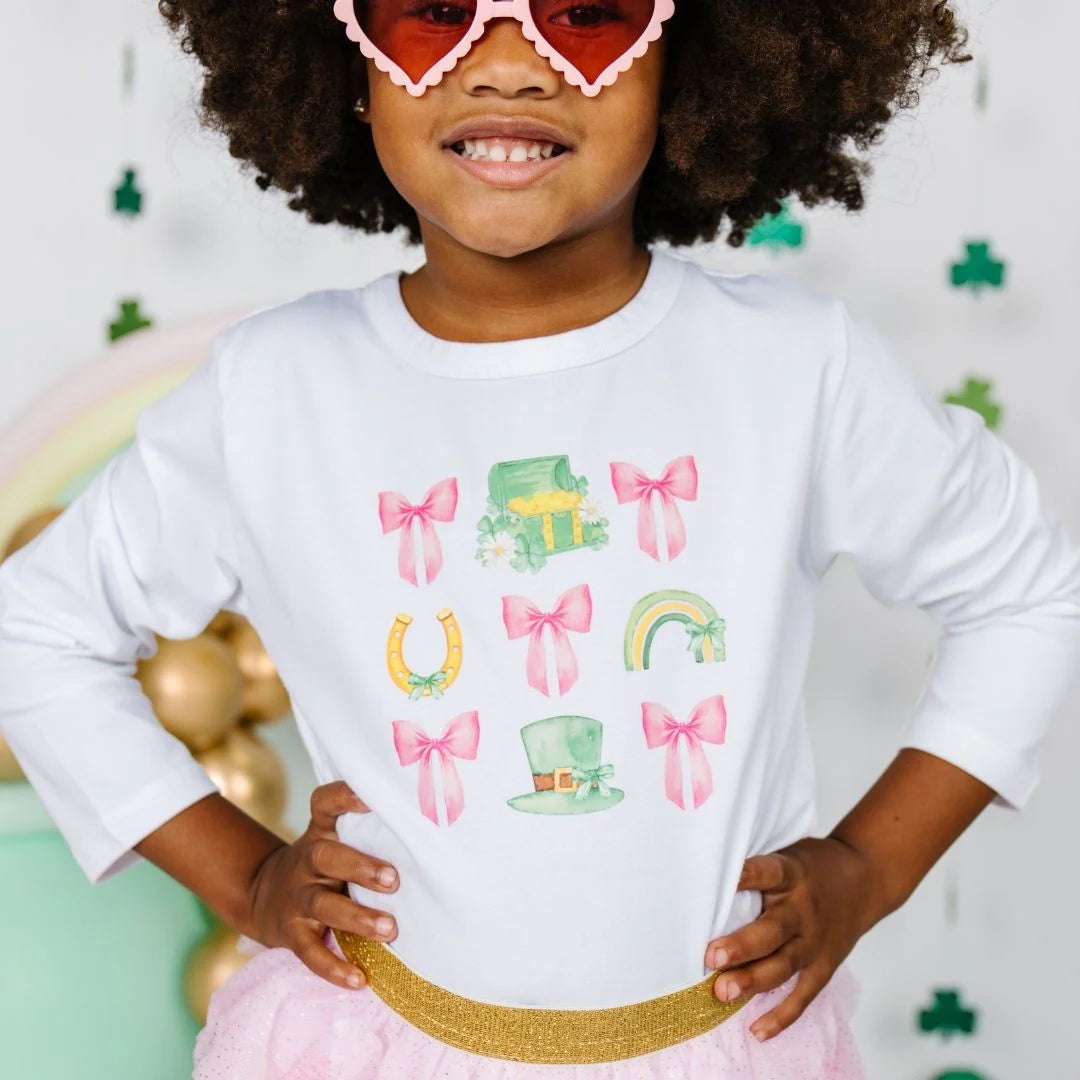 Sweet Wink - Lucky Coquette St. Patrick's Day Long Sleeve Shirt - White