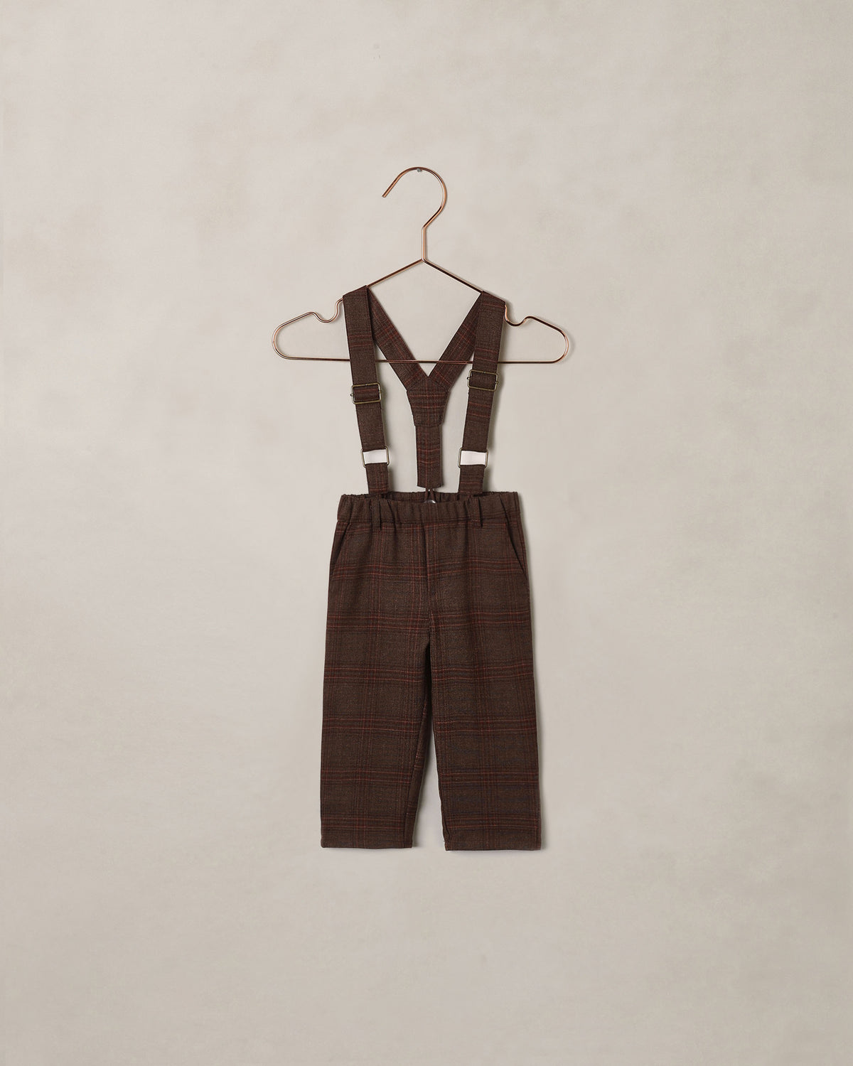 Heathered Plaid Suspender Pant