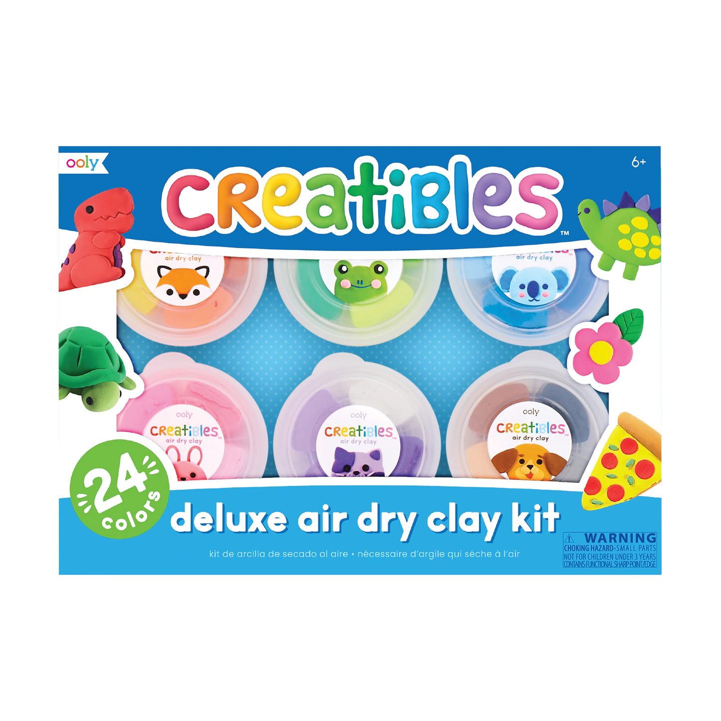 Ooly Creatibles Deluxe Air Dry Clay Kit with 24 colorful clay packages for crafting and sculpting projects.
