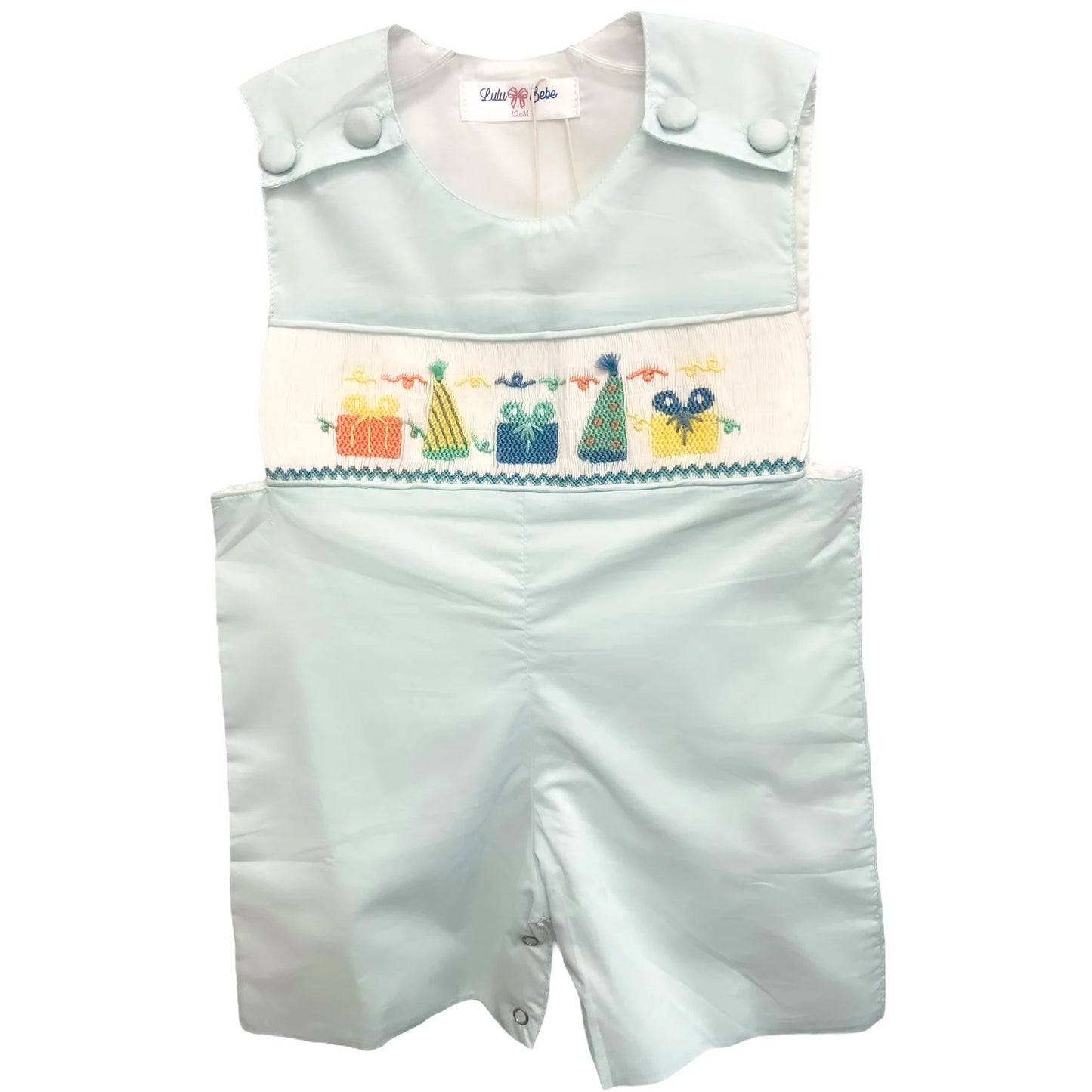 Blue Birthday Smocked Shortall