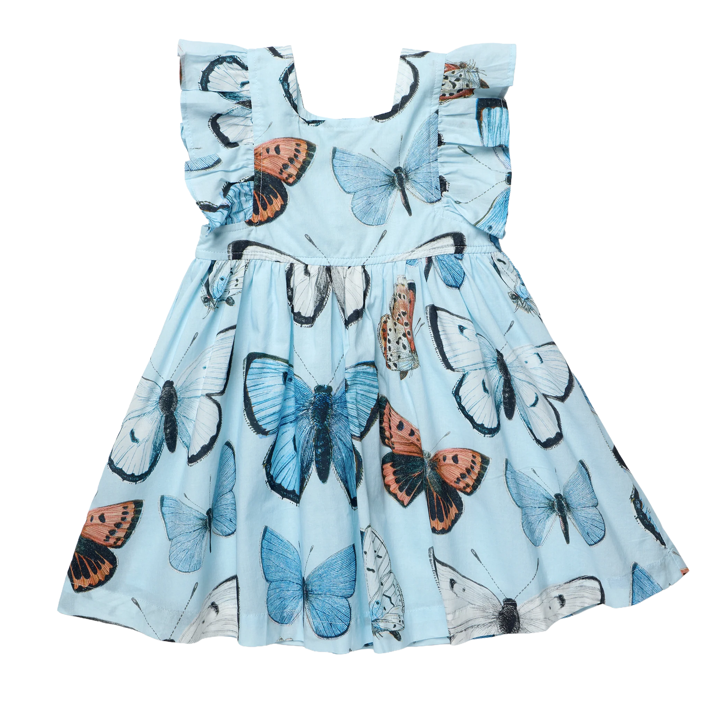 Blue Vintage Butterflies Girls Elsie Dress