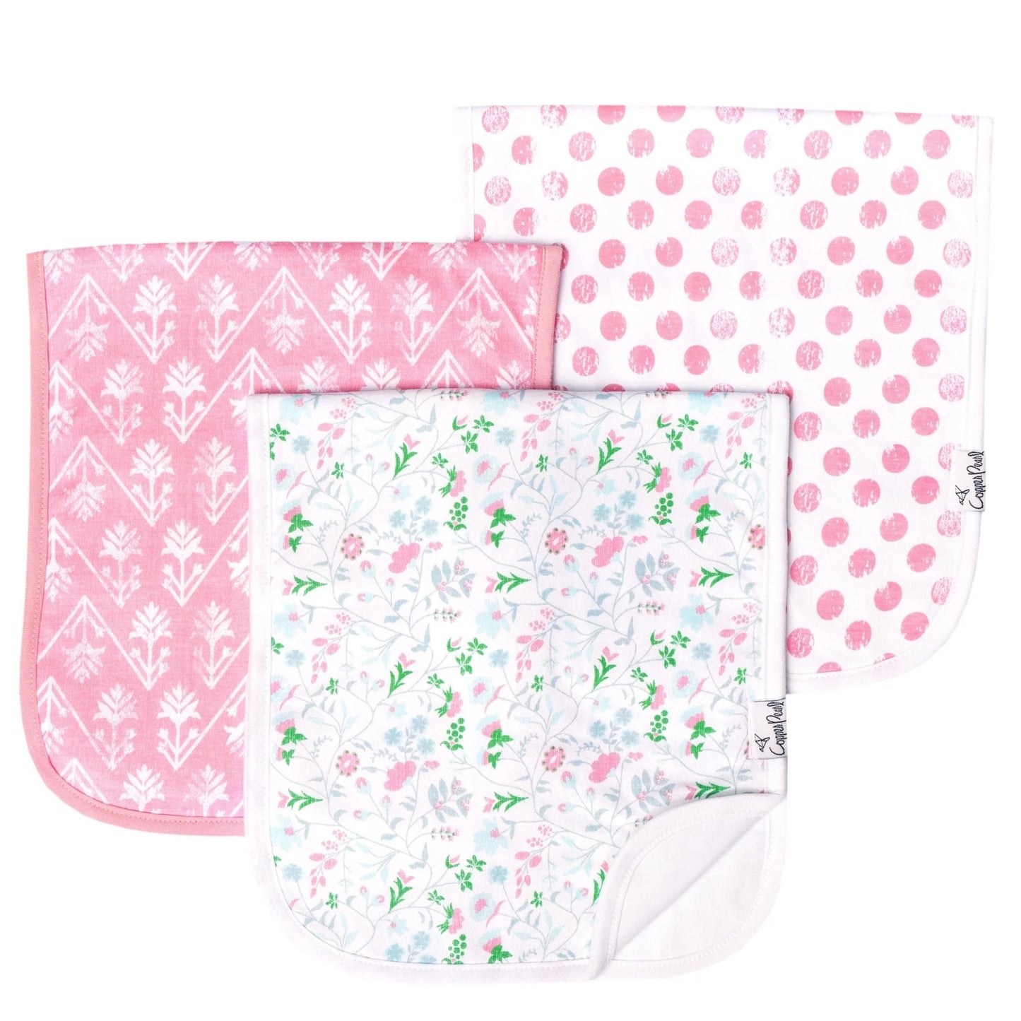 Copper Pearl Claire Premium Burp Cloths featuring soft, absorbent fabric and stylish design for comfortable baby feeding and burping.