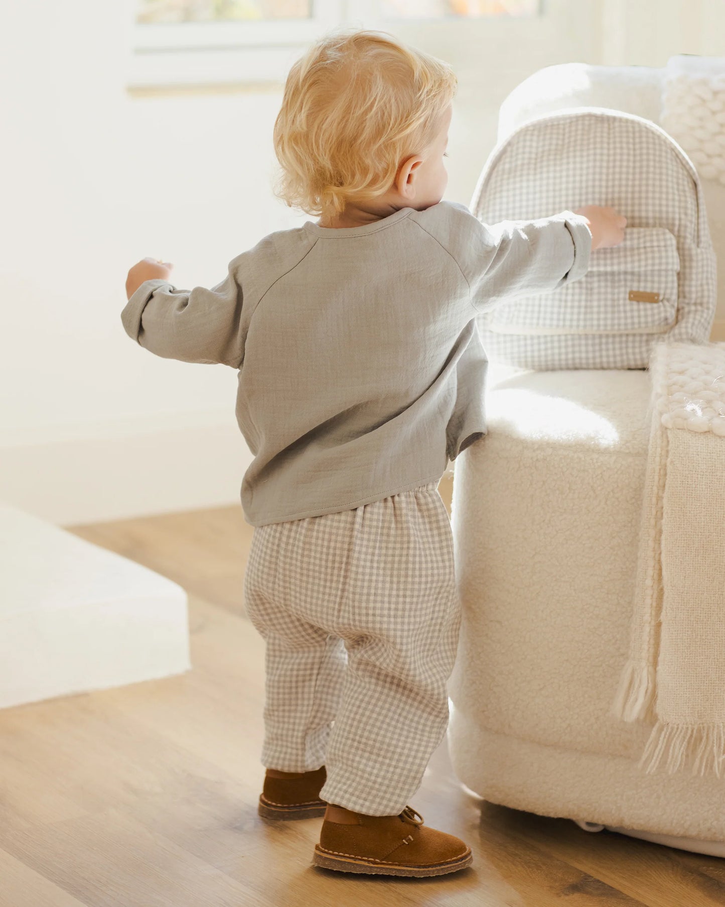 Blue Gingham Woven Pants