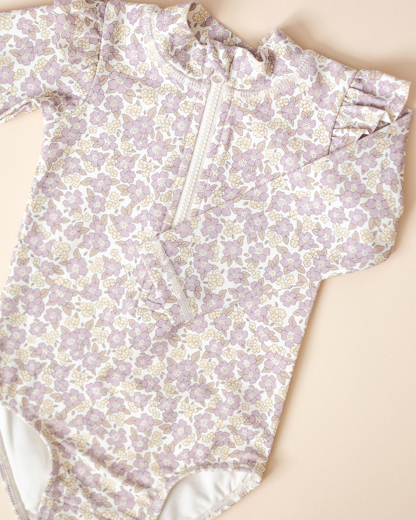 Quincy Mae - Purple Floral Byron Rashguard One Piece