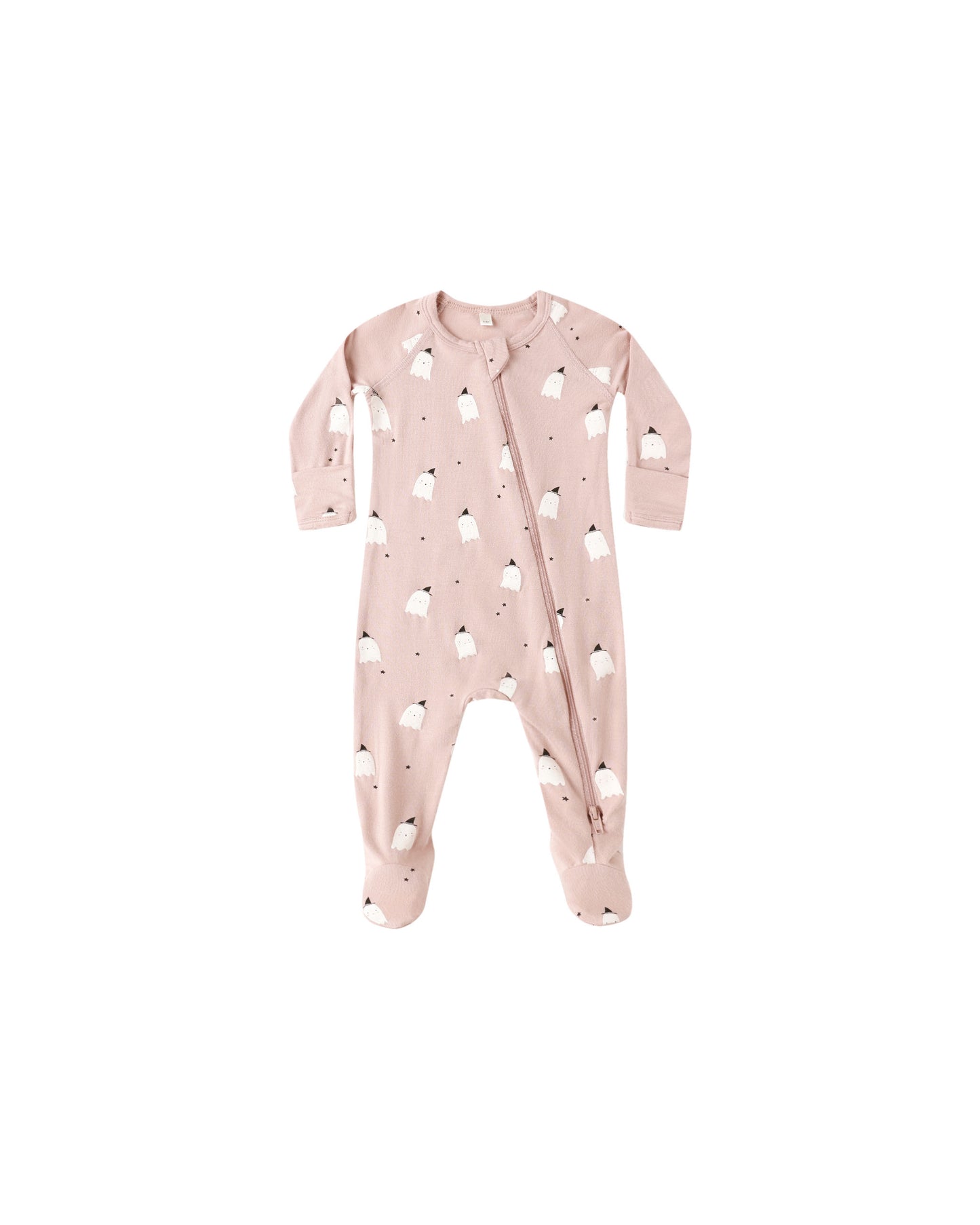 Pink Ghosts Bamboo Zip Footie
