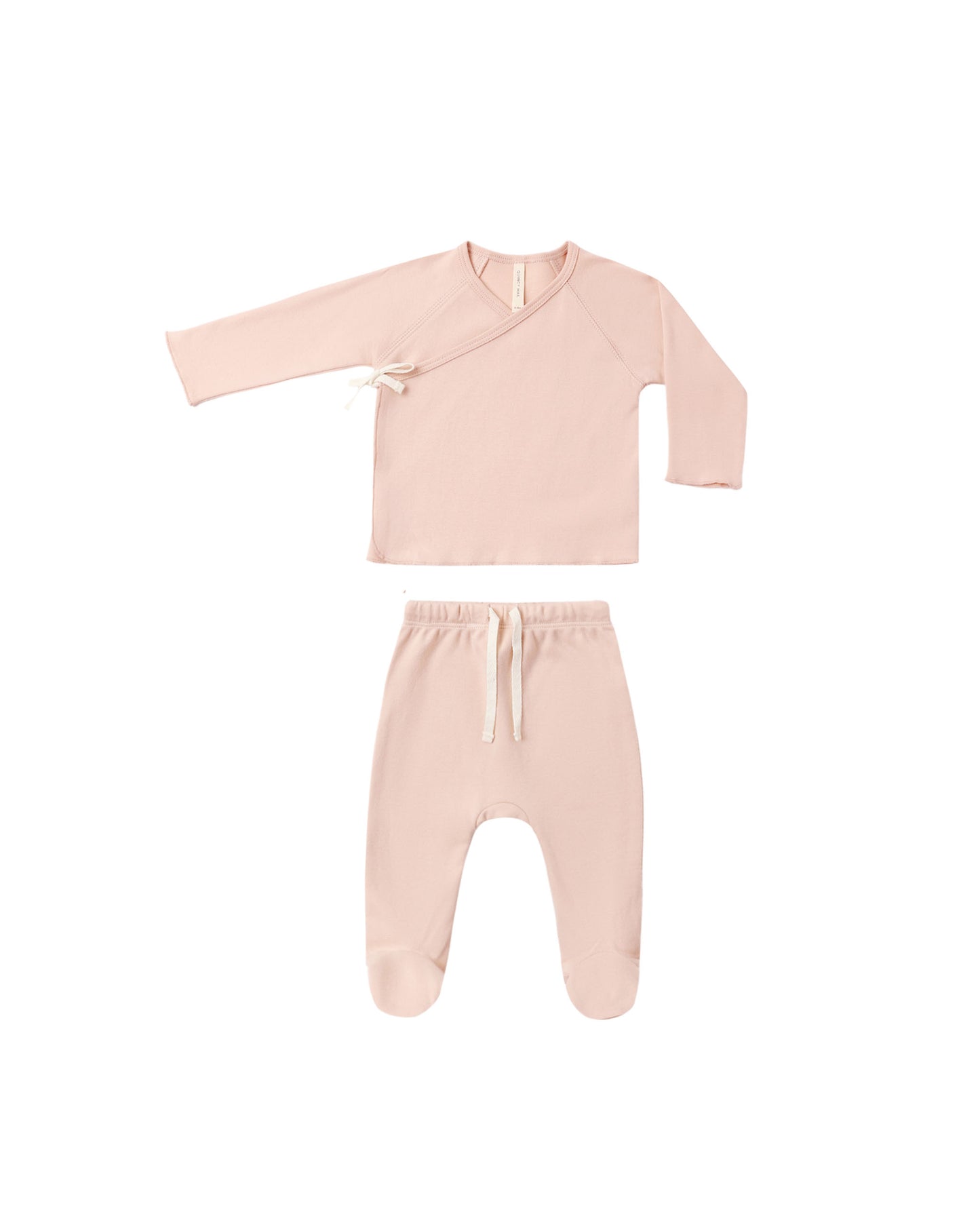 Dusty Rose Wrap Top + Footed Pant Set