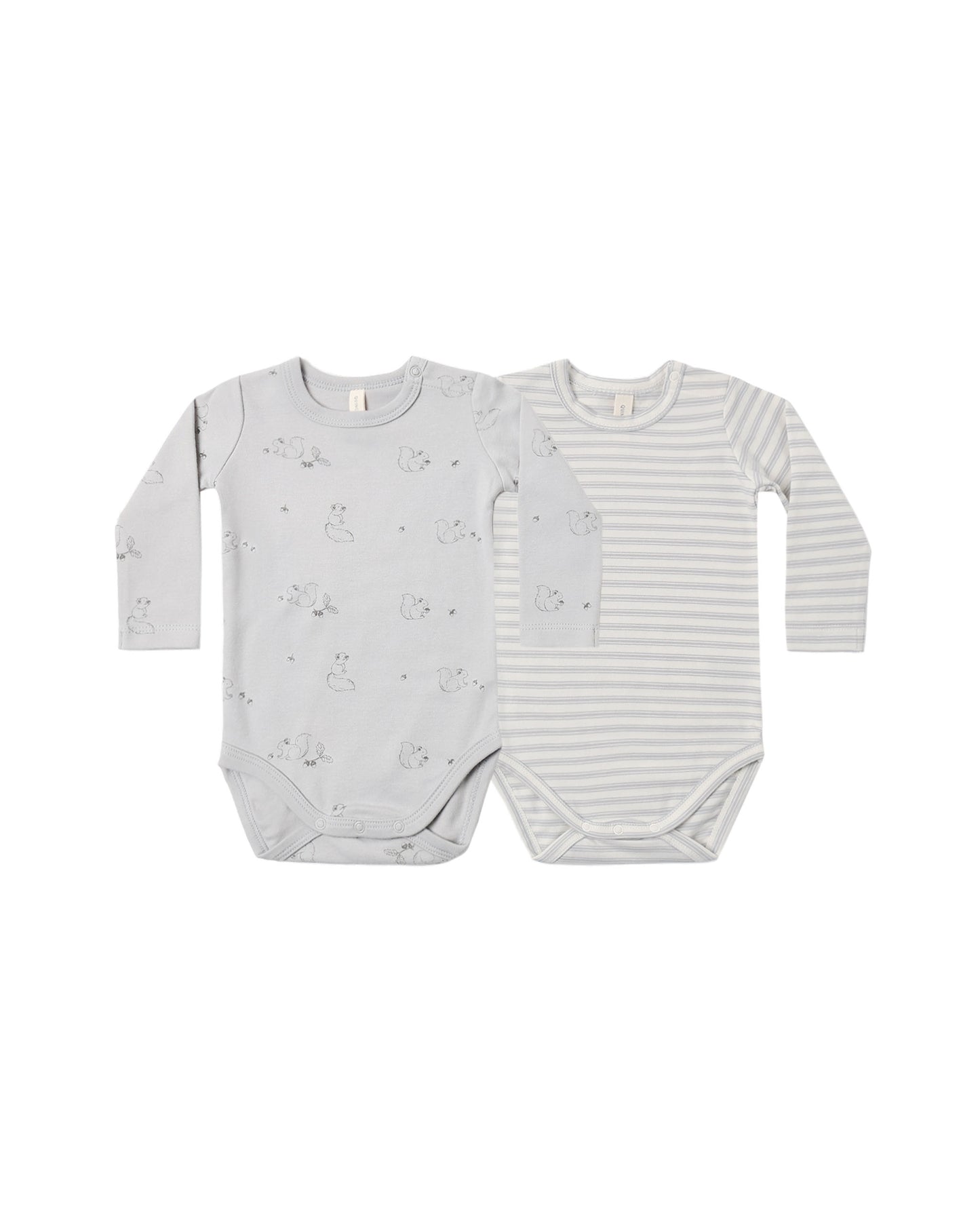 Squirrel, Cloud Stripe Jersey Bodysuit 2 Pack