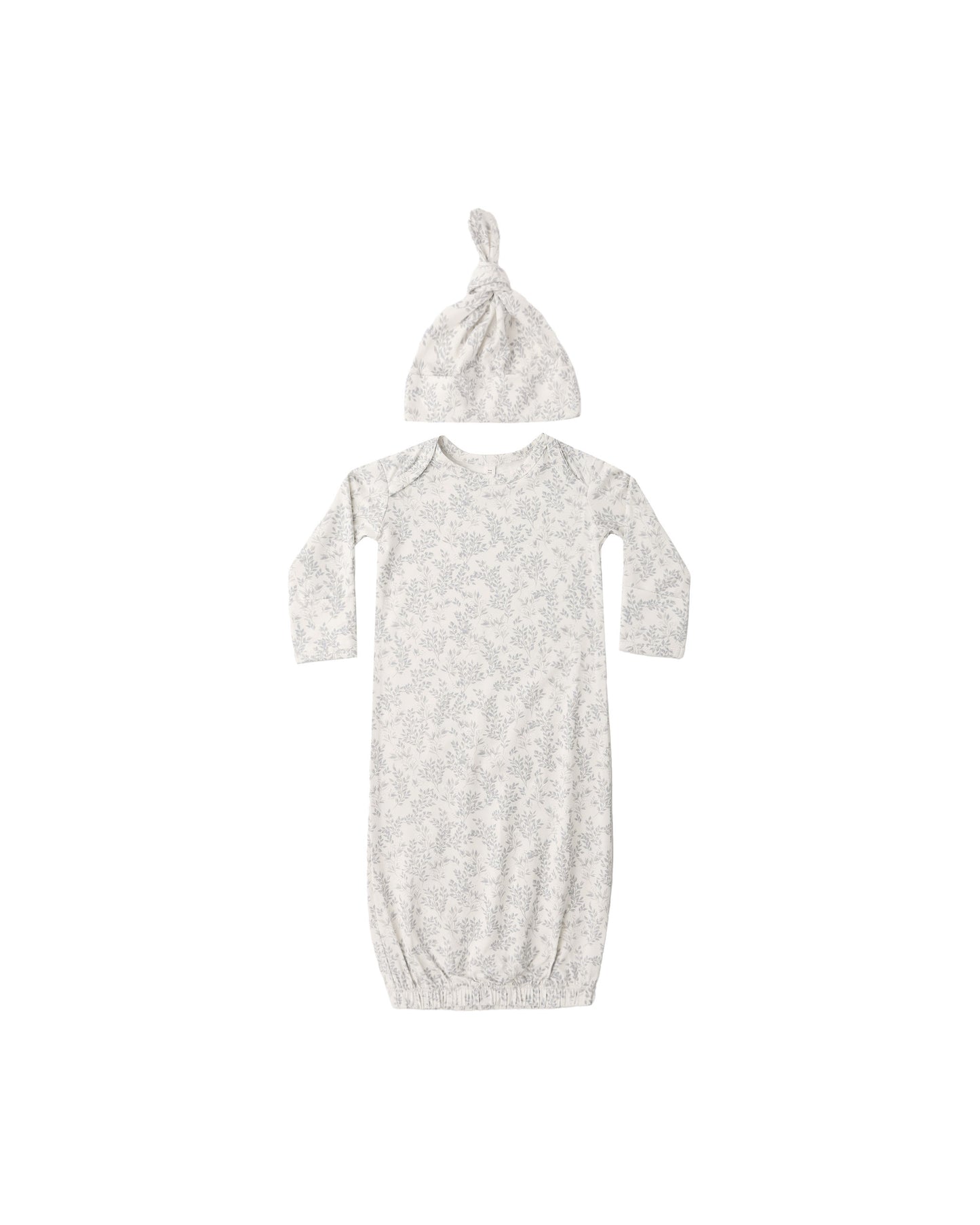 Cloud Floral Bamboo Baby Gown + Hat Set