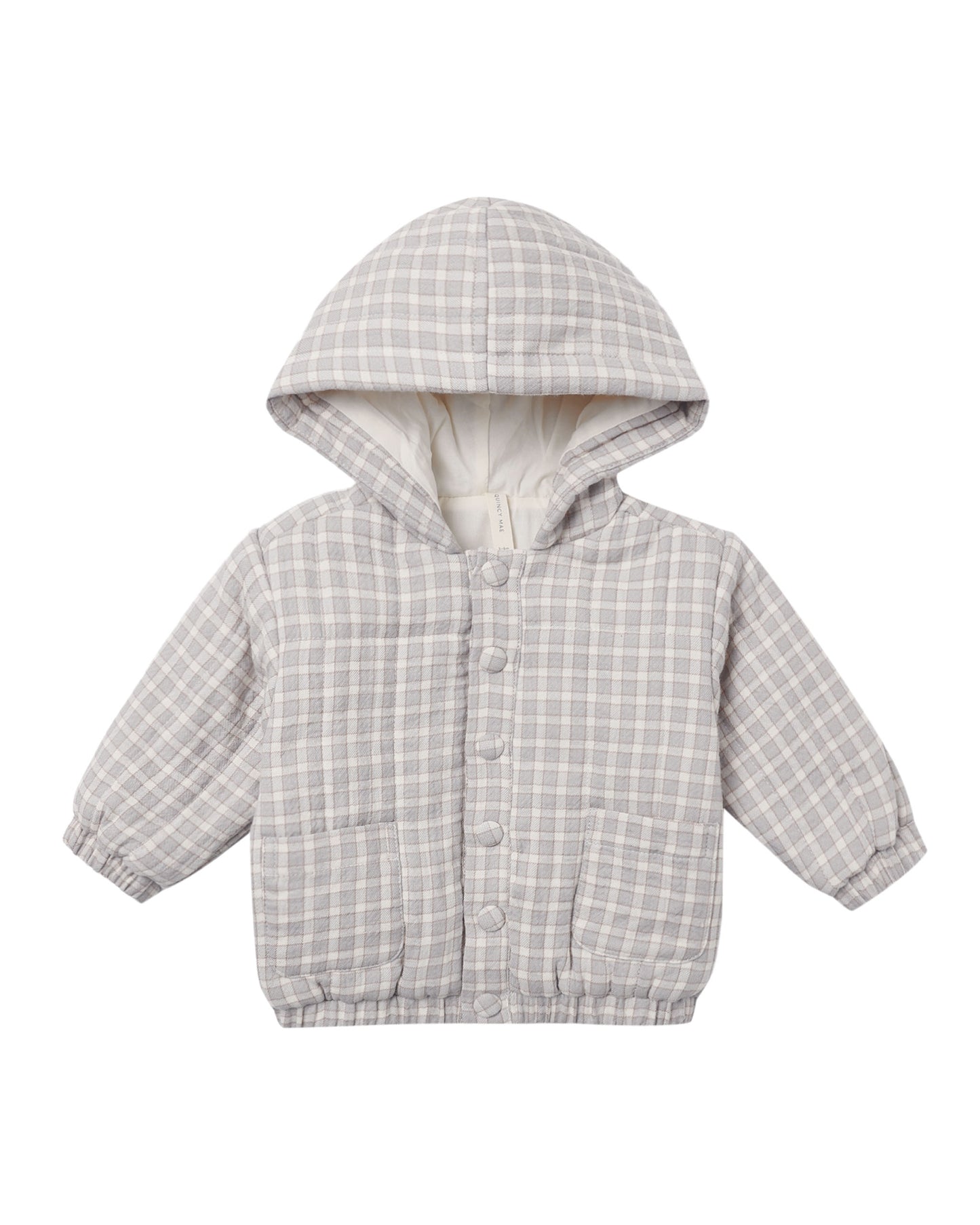 Blue Gingham Hooded Woven Jacket