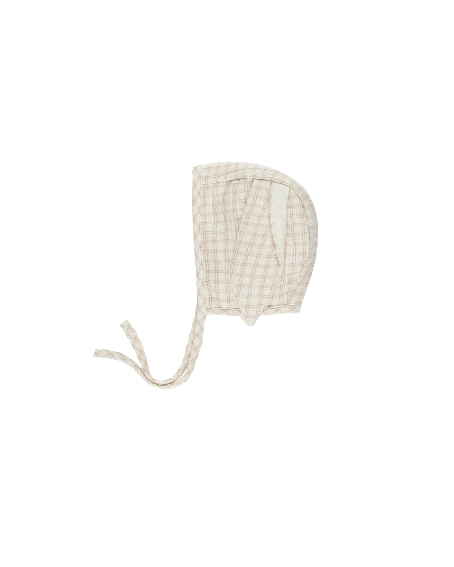 Quincy Mae oat check bunny bonnet for babies, soft fabric with a cute bunny ear design, perfect for little ones.