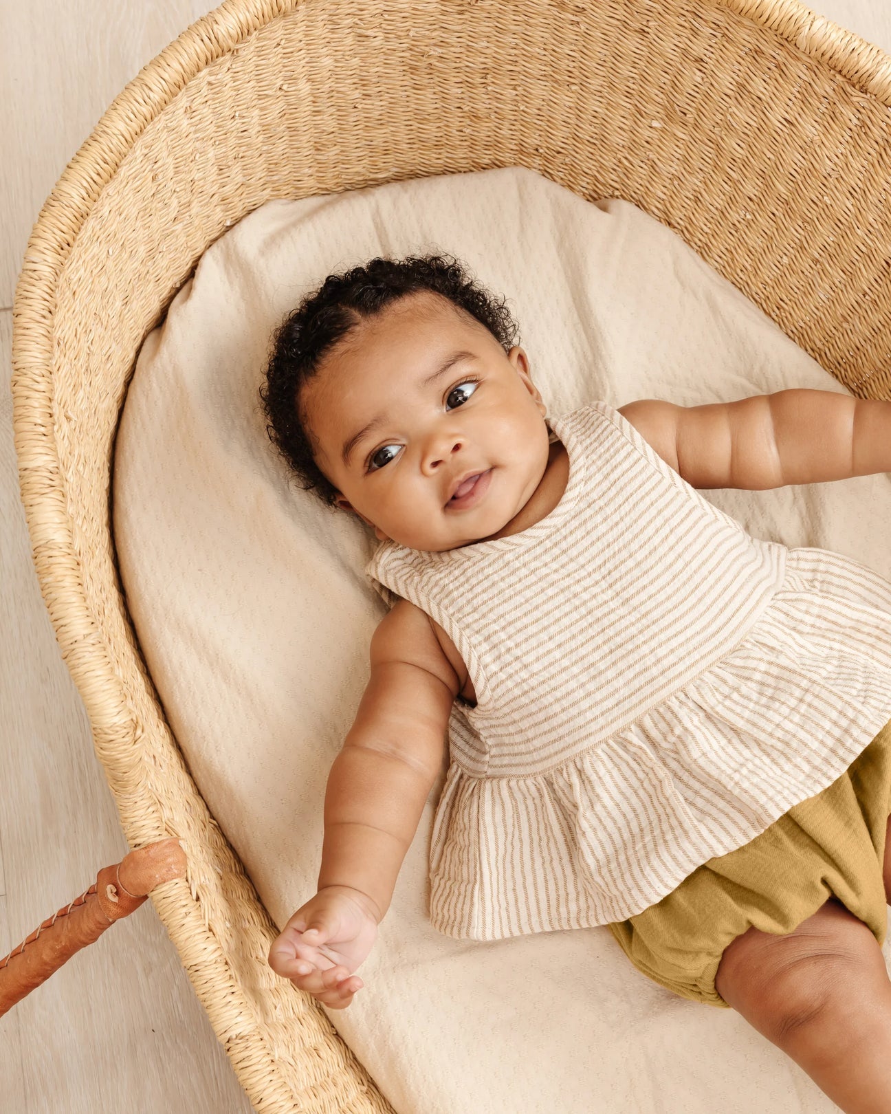 Quincy Mae - Ocre Stripe Sleeveless Peplum Set