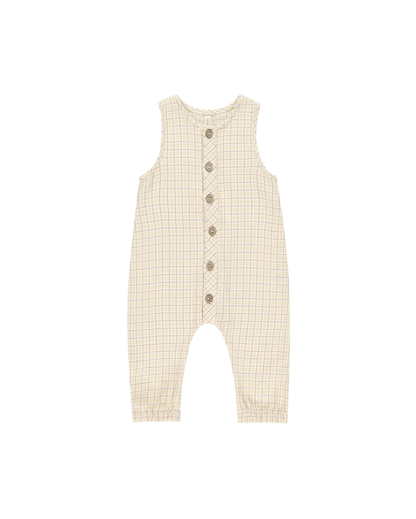 Quincy Mae - Yellow Plaid Woven Jumpsuit