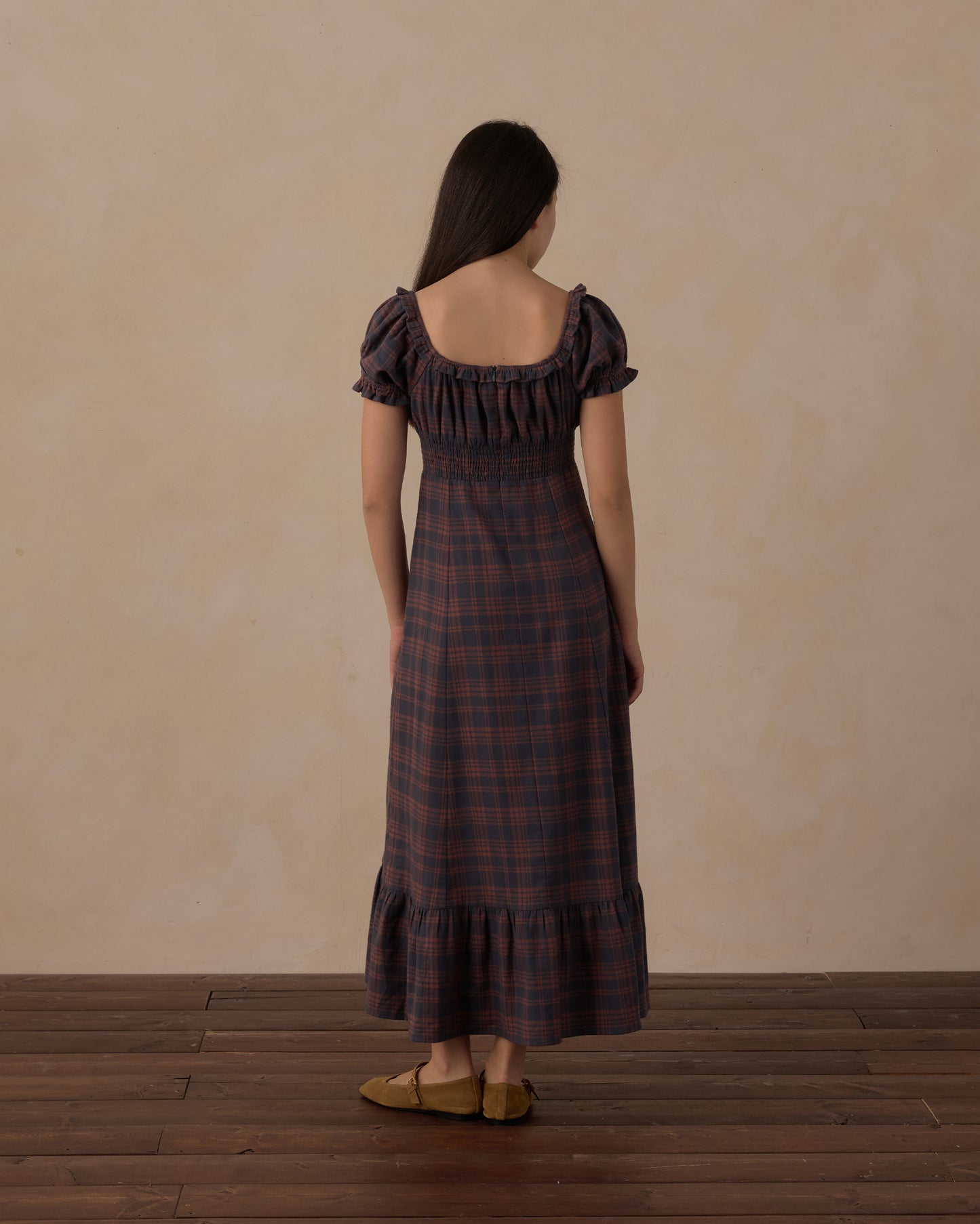 Teen Midnight Plaid Lana Dress by Rylee & Cru featuring a stylish plaid pattern and a comfortable, casual fit for teens.