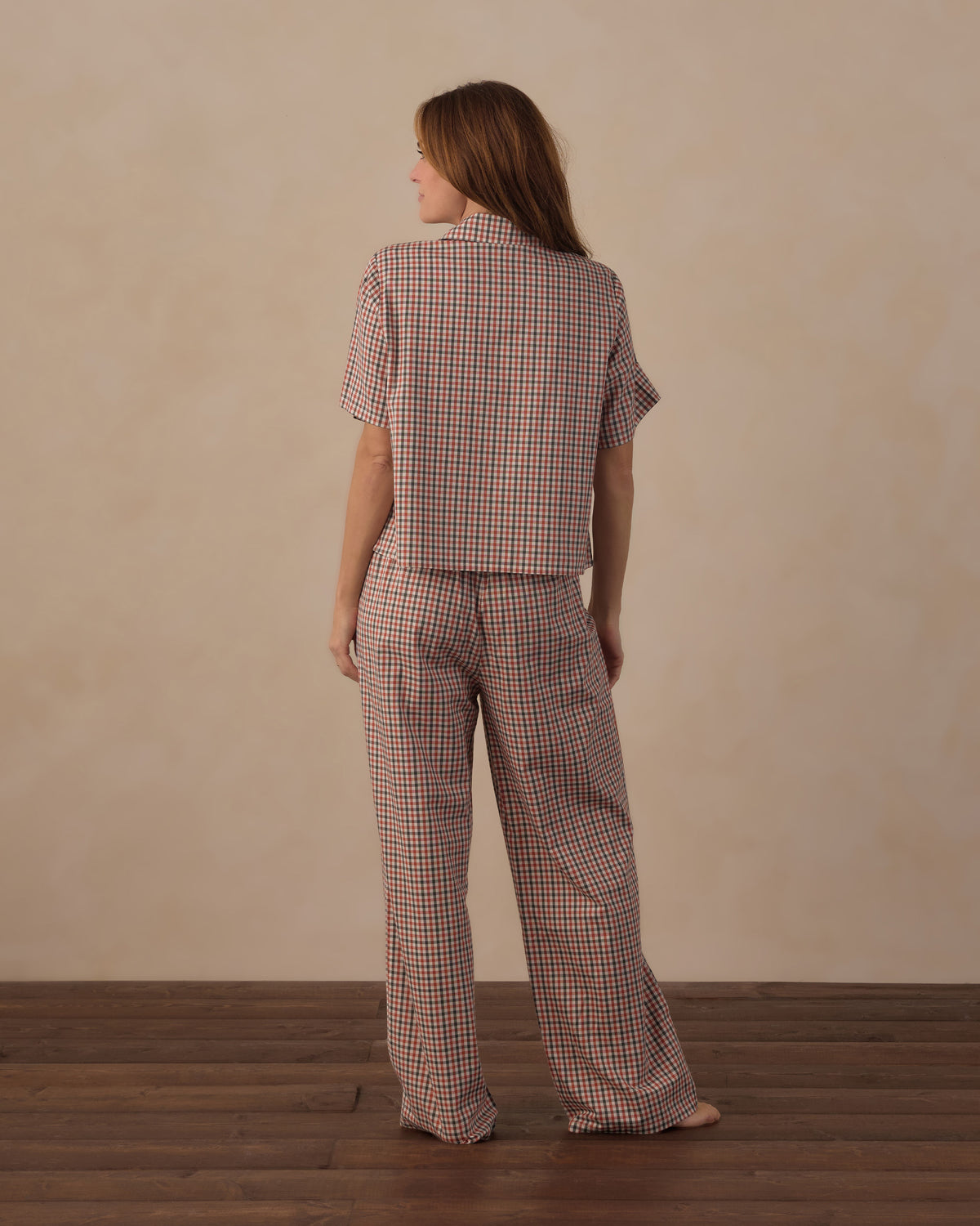 Women's Holiday Gingham Woven Pajama Set