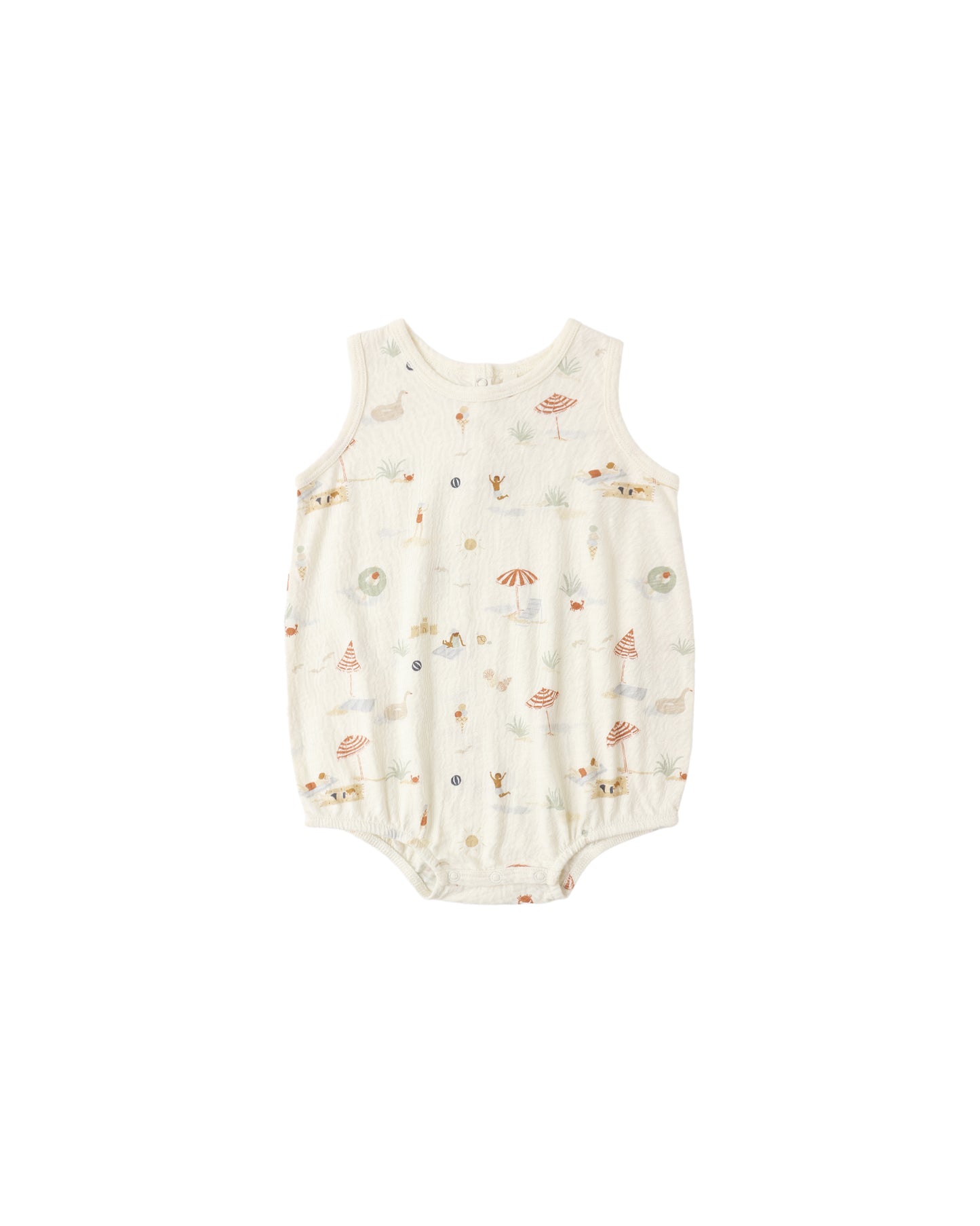 Rylee & Cru Beach Day Bubble Onesie for babies, ivory color, soft fabric, featuring playful bubble design and comfortable fit.
