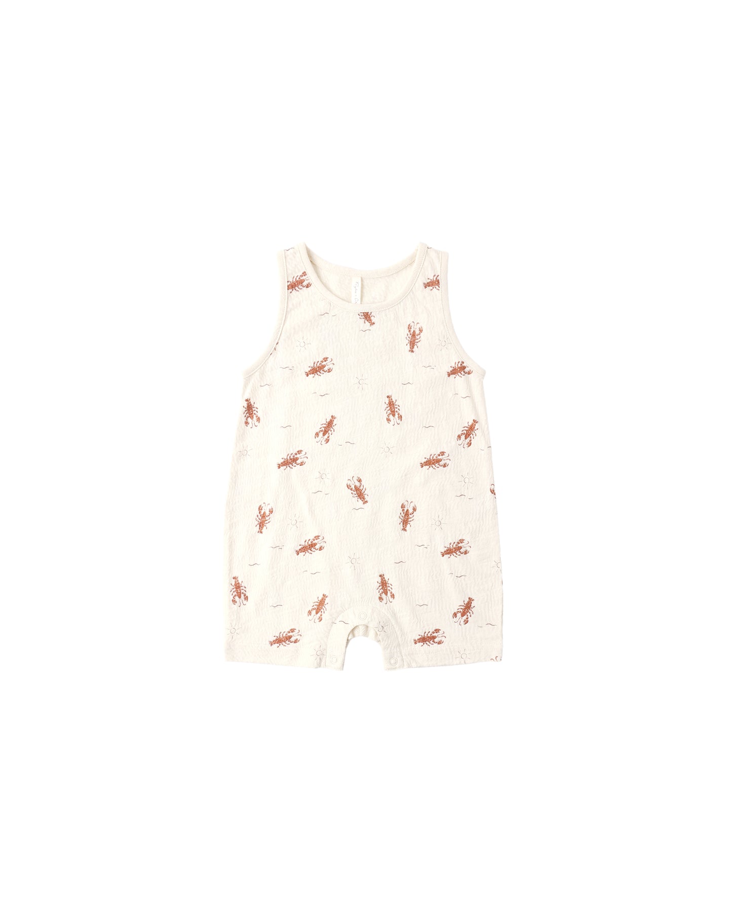 Natural-colored Rylee & Cru lobster-themed sleeveless one-piece swimsuit for toddlers, with a fun lobster print and comfortable fit.