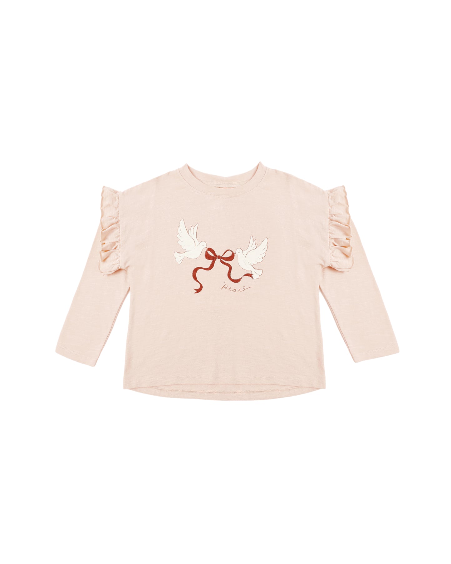 Peace Long Sleeve Ruffle Tee