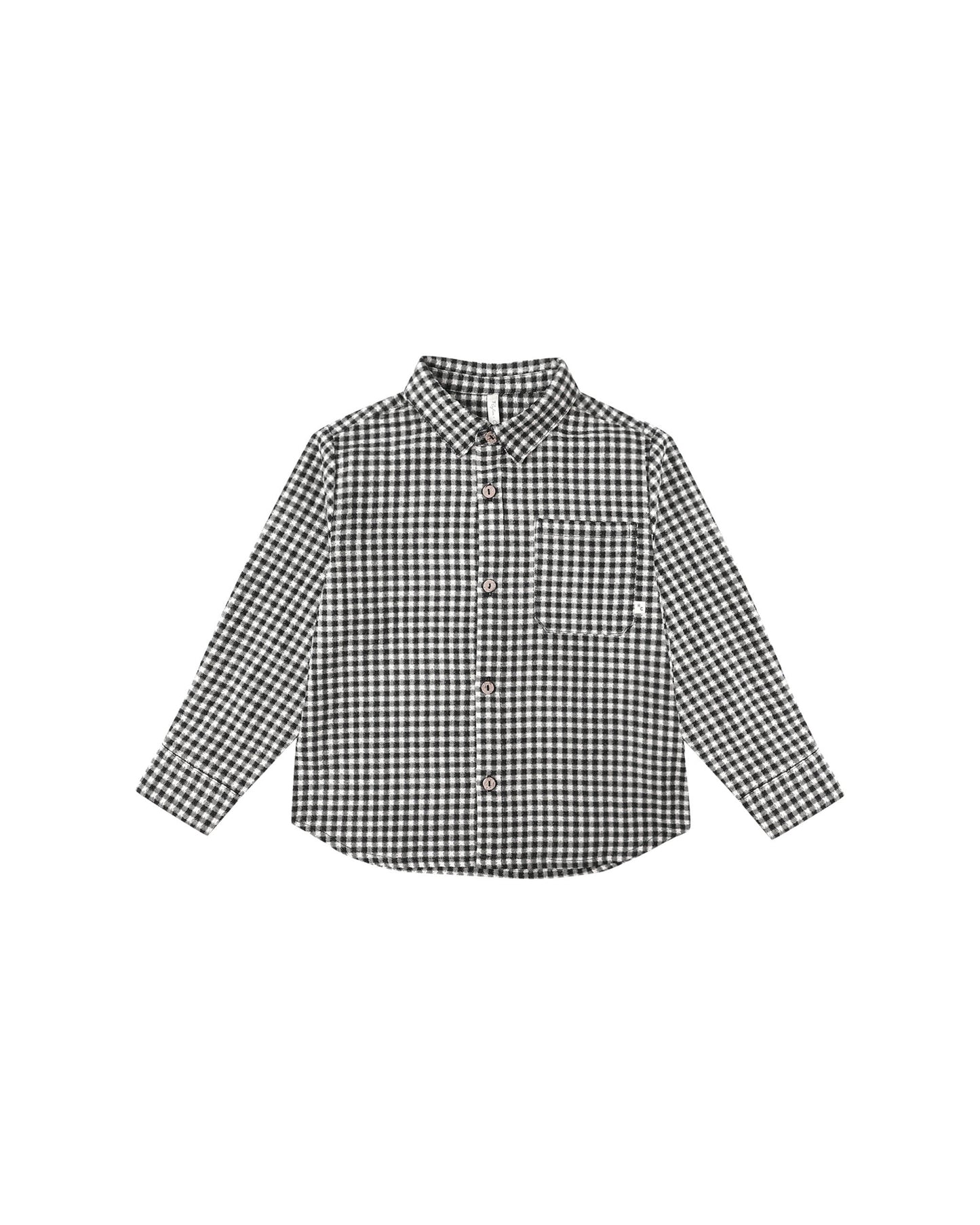 Black Gingham Collared Long sleeve Shirt